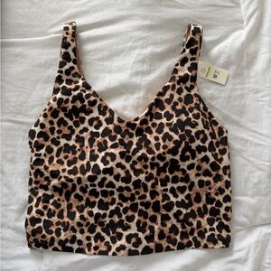 OFFLINE by aerie real me lowkey longline sports bra leopard print medium NWT